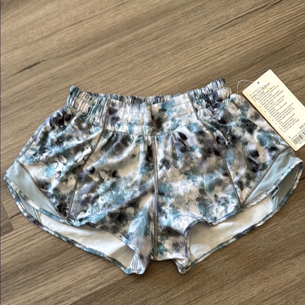lululemon athletica Blue and Gray Athletic Shorts Tie-Dye